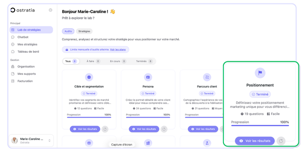 Positionnement marketing questionnaire ostratia